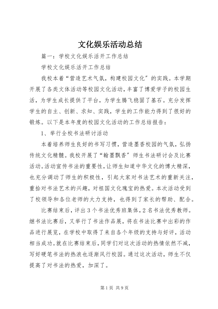 2023年文化娱乐活动总结.docx_第1页