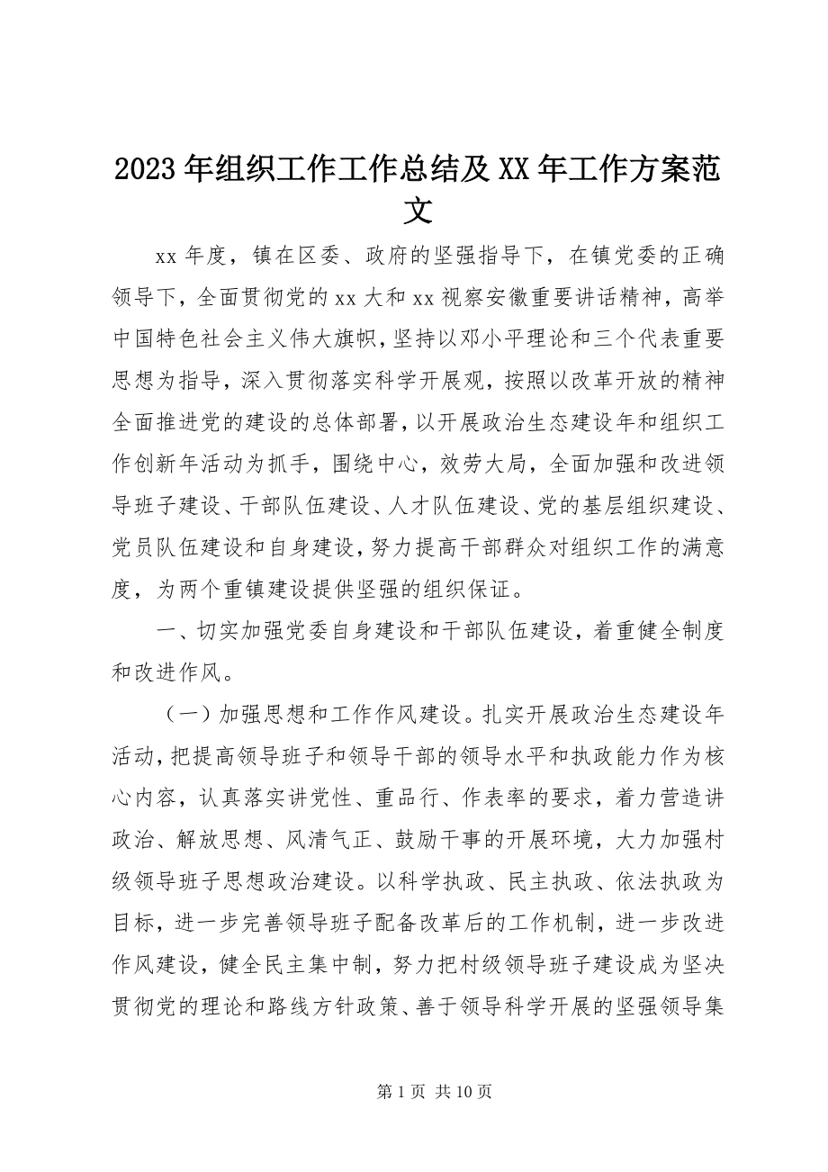 2023年组织工作工作总结及工作计划.docx_第1页