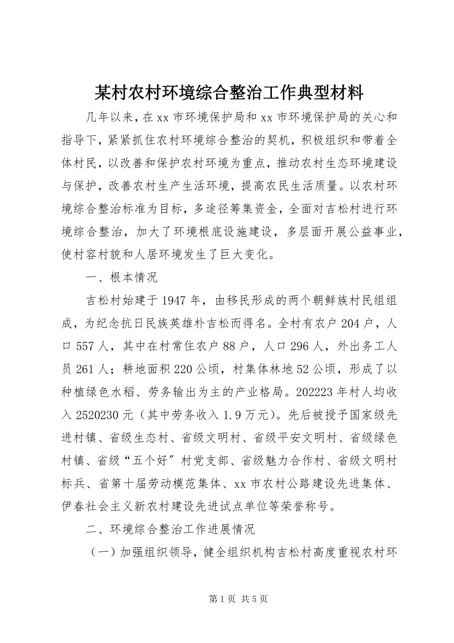 2023年某村农村环境综合整治工作典型材料.docx_第1页