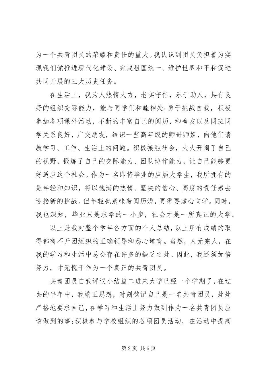 2023年共青团员自我评议小结.docx_第2页