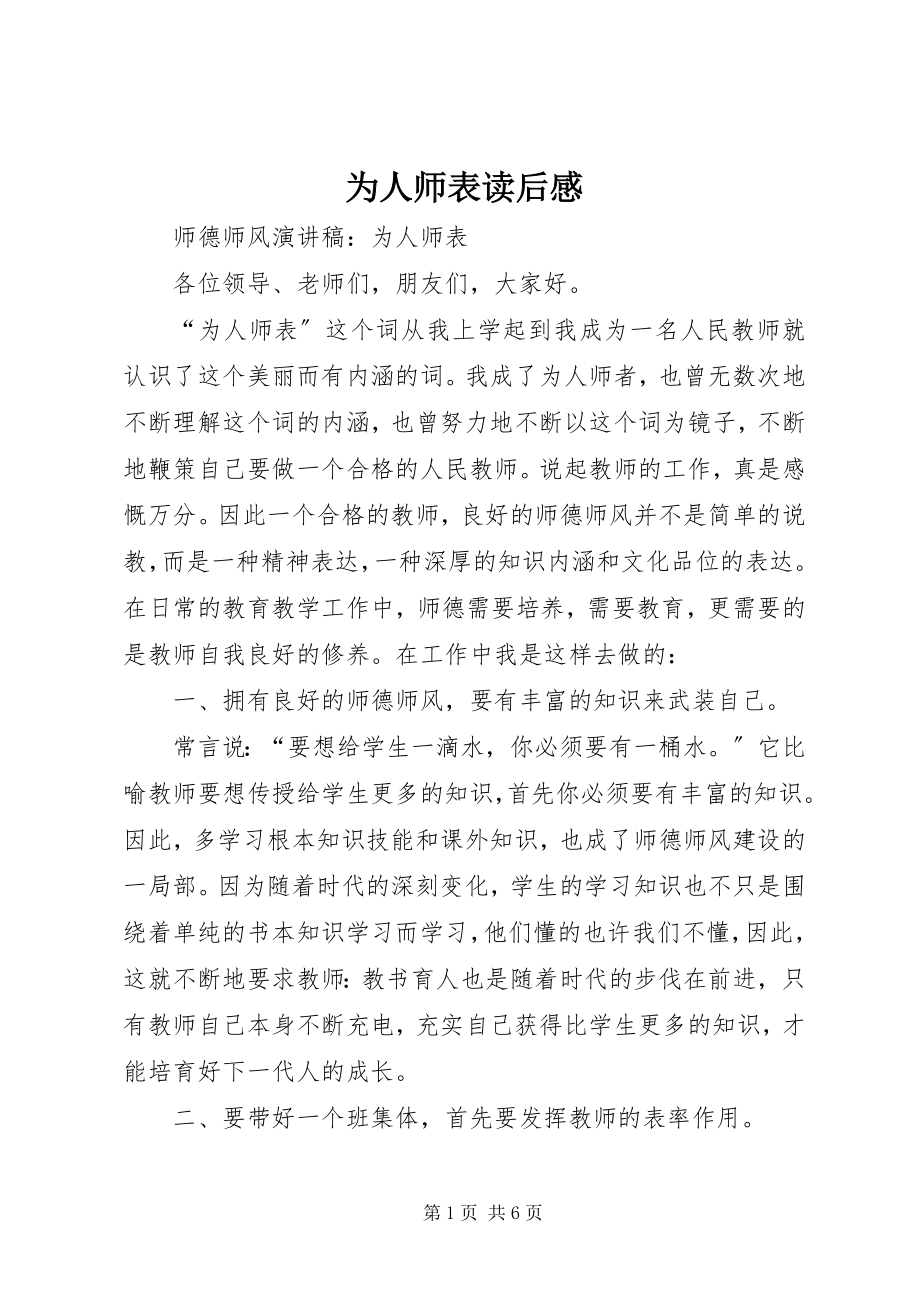 2023年为人师表读后感.docx_第1页