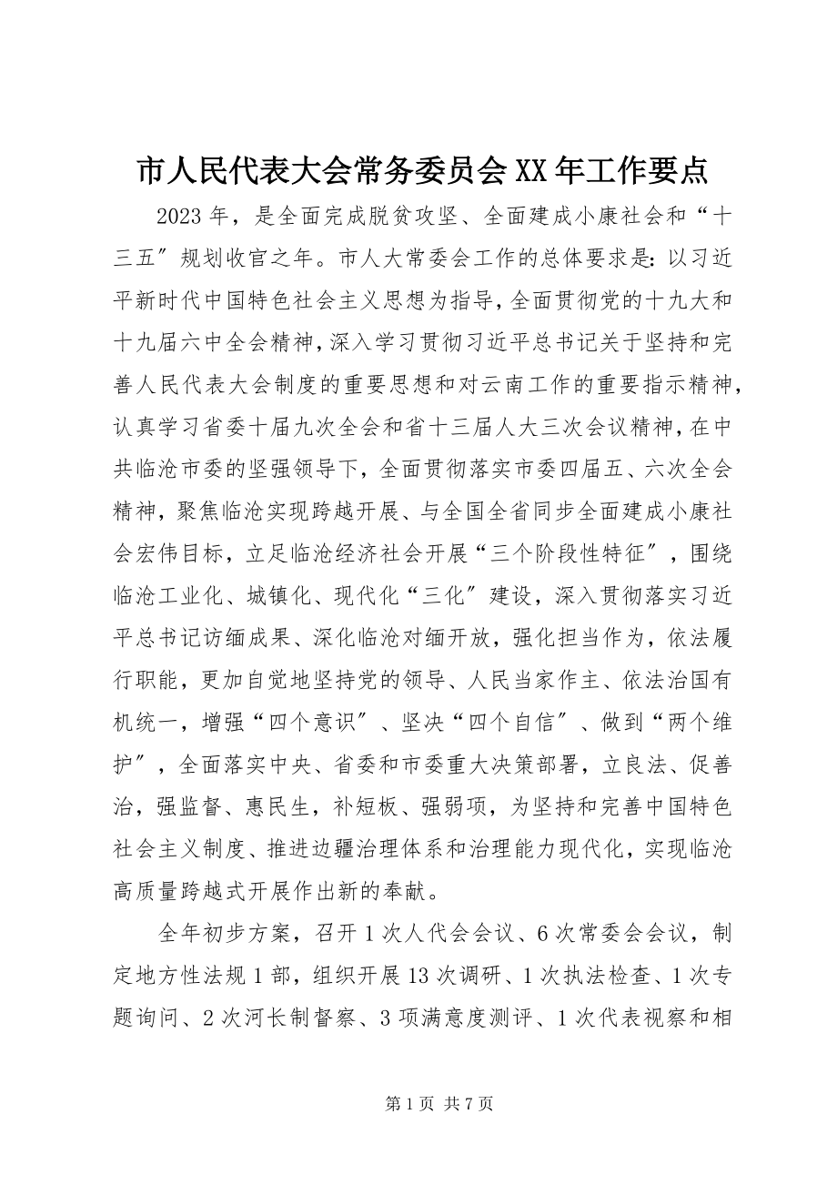 2023年市人民代表大会常务委员会工作要点.docx_第1页