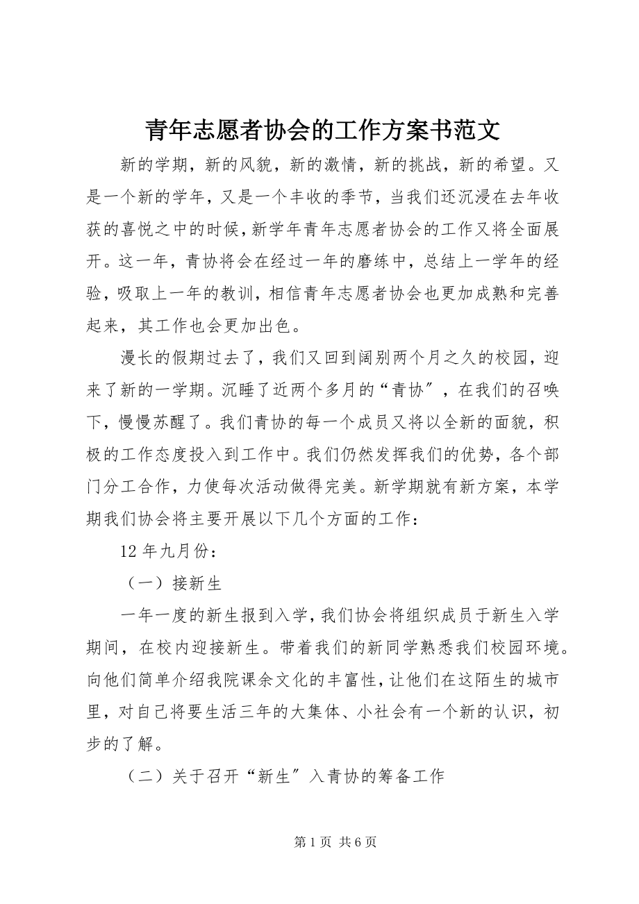 2023年青年志愿者协会的工作计划书.docx_第1页