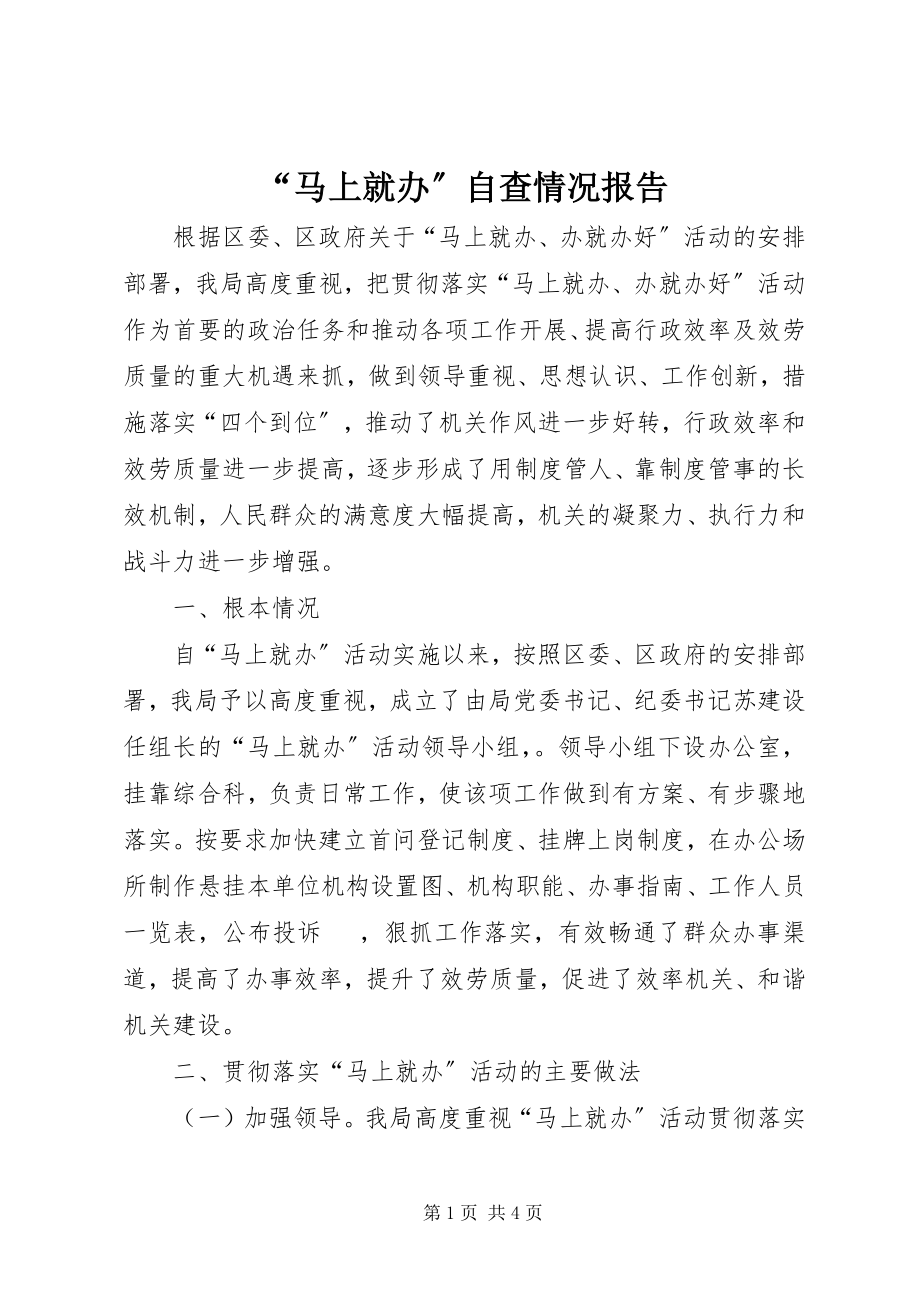 2023年马上就办自查情况报告.docx_第1页