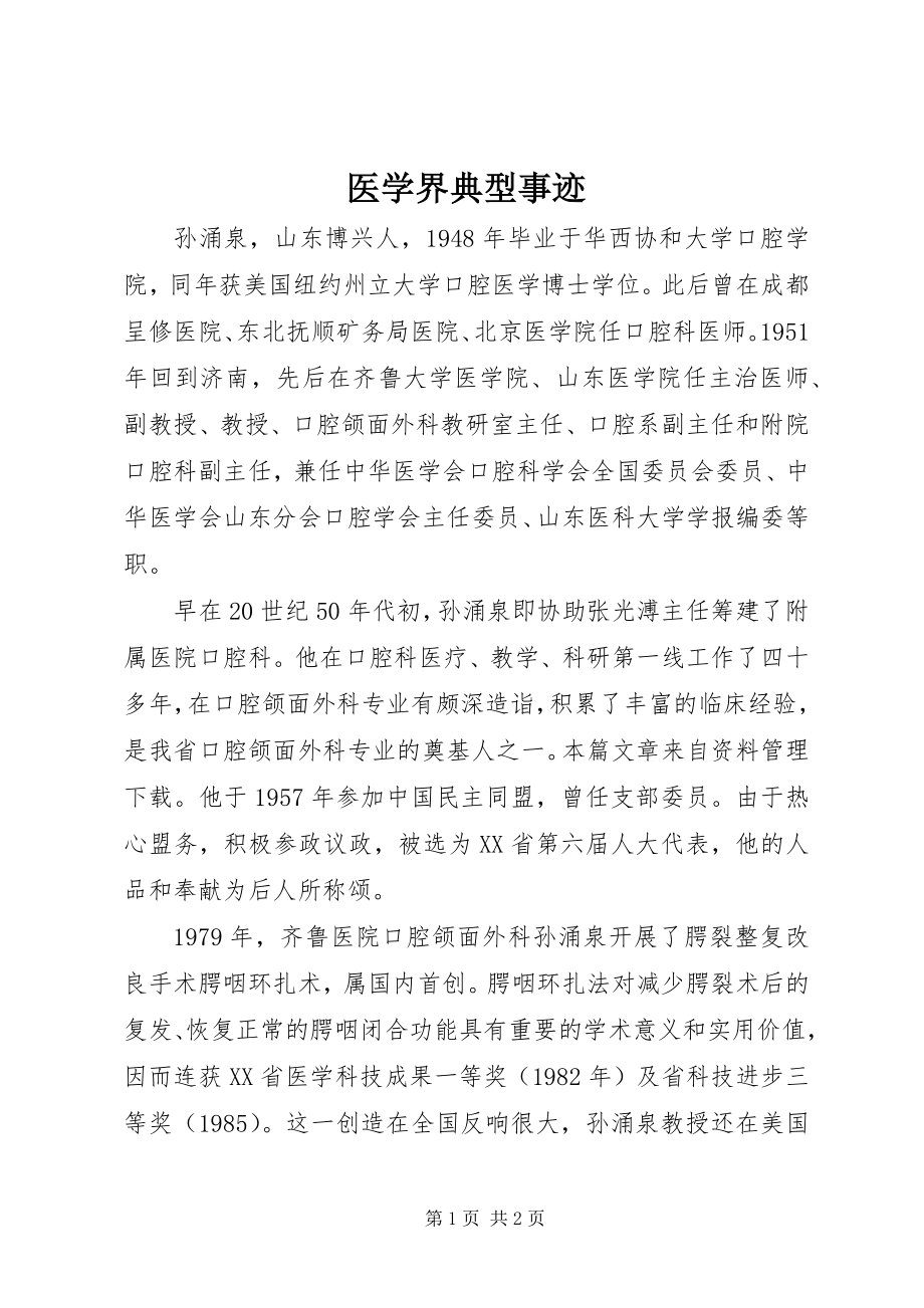 2023年医学界典型事迹.docx_第1页