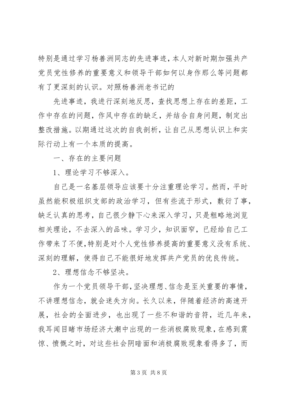 2023年学习杨善洲党性分析材料1.docx_第3页