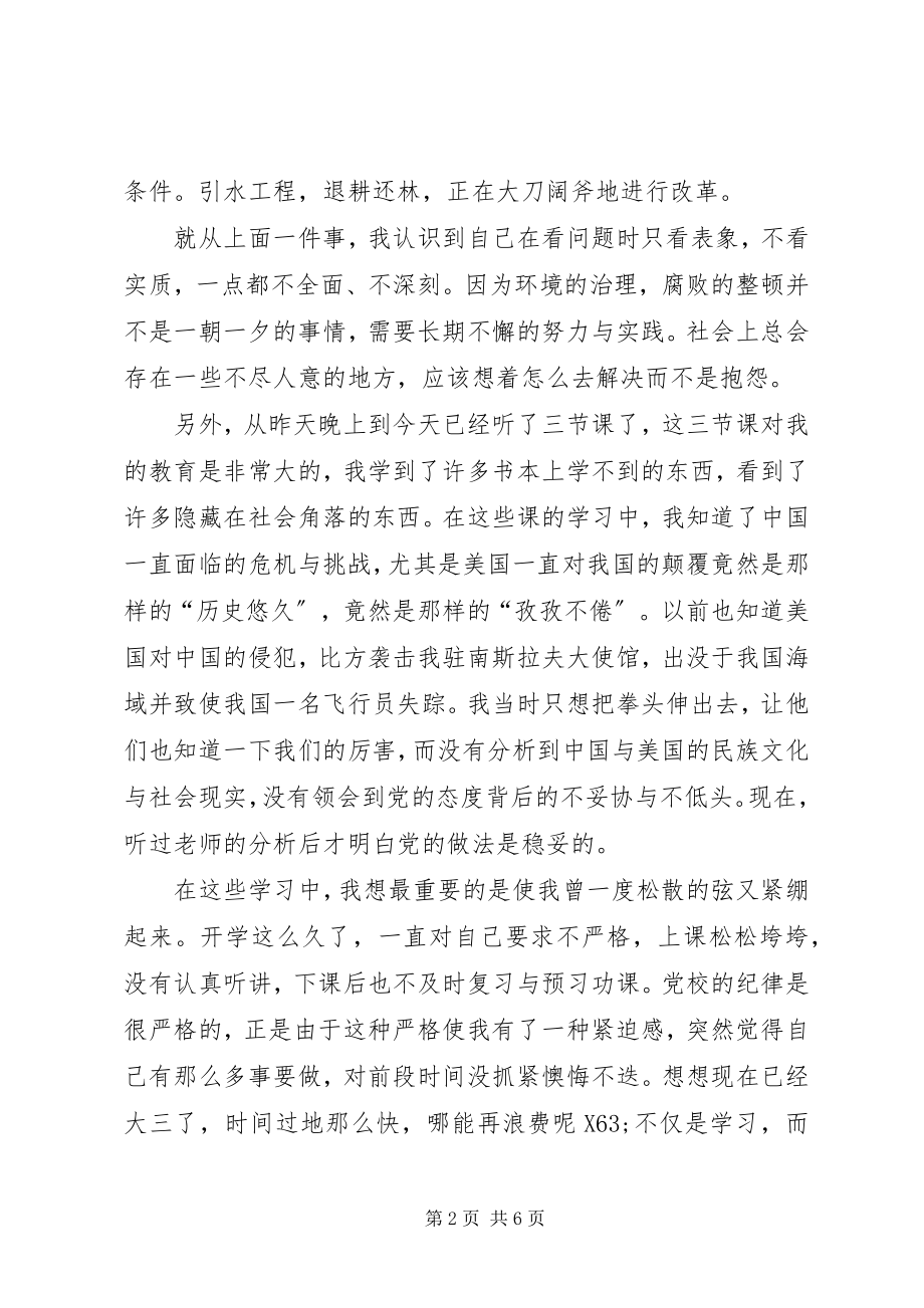 2023年业余党校学习思想汇报模板.docx_第2页