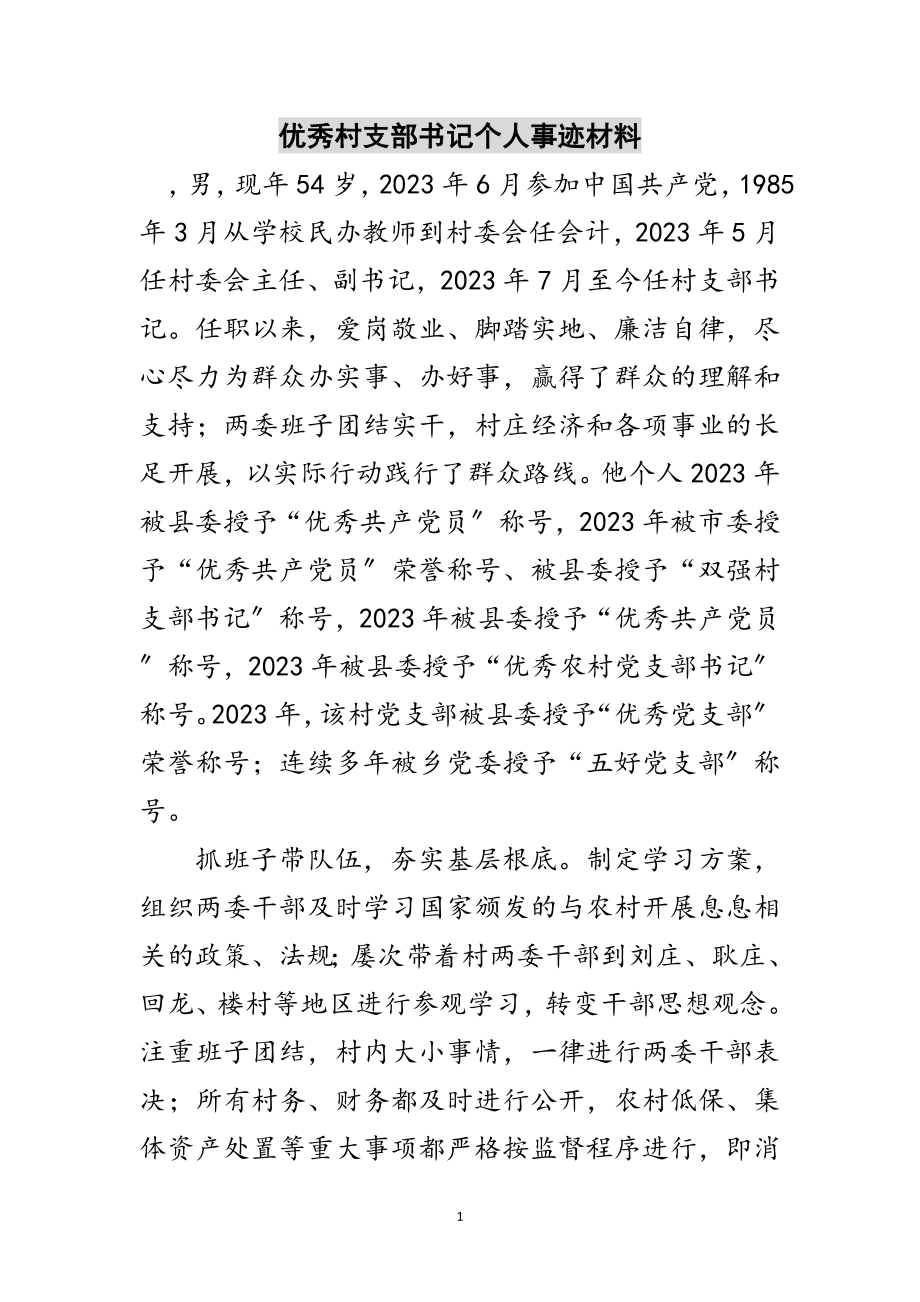 2023年优秀村支部书记个人事迹材料范文.doc_第1页