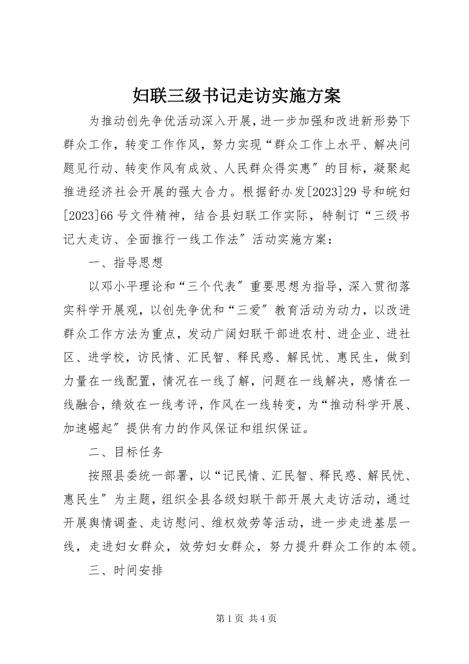 2023年妇联三级书记走访实施方案.docx_第1页