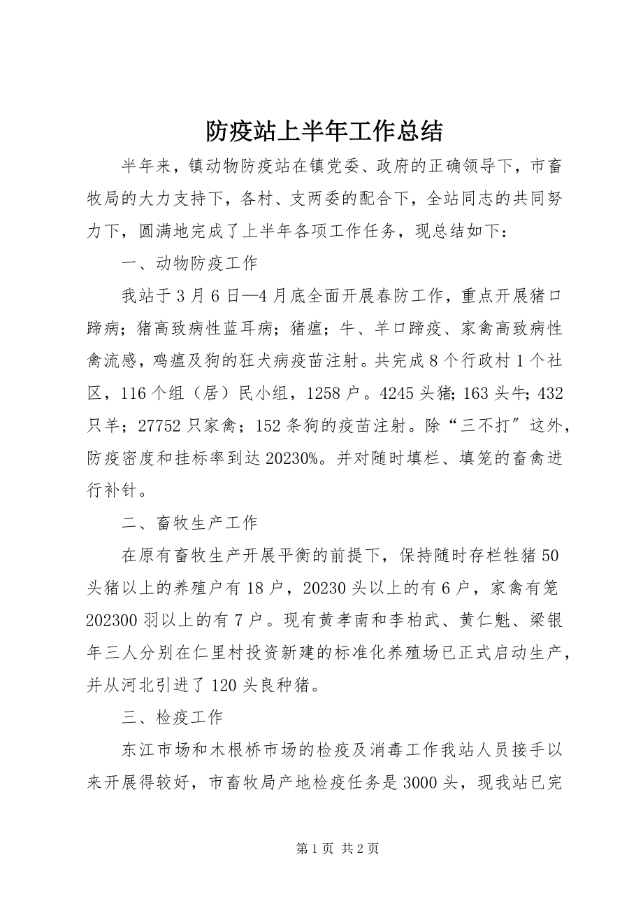 2023年防疫站上半年工作总结.docx_第1页