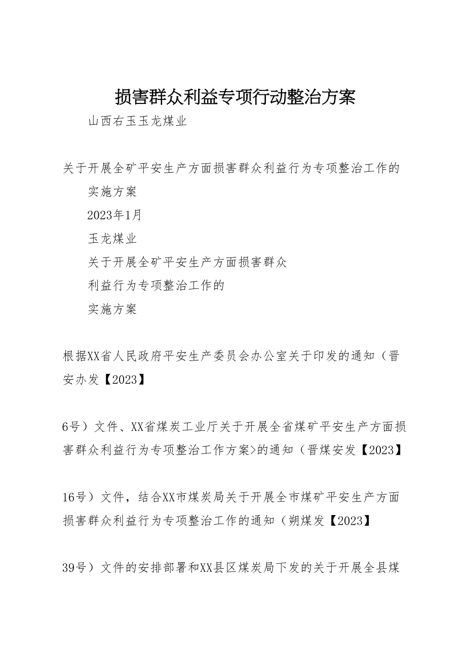 2023年损害群众利益专项行动整治方案.doc_第1页