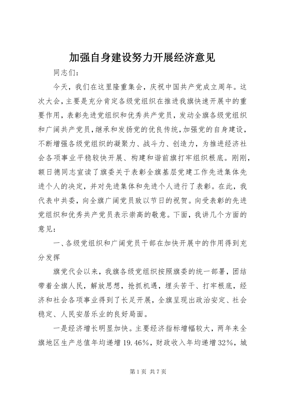 2023年加强自身建设努力发展经济意见.docx_第1页