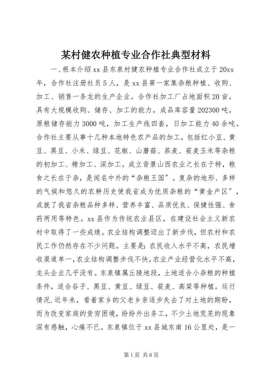 2023年某村健农种植专业合作社典型材料.docx_第1页