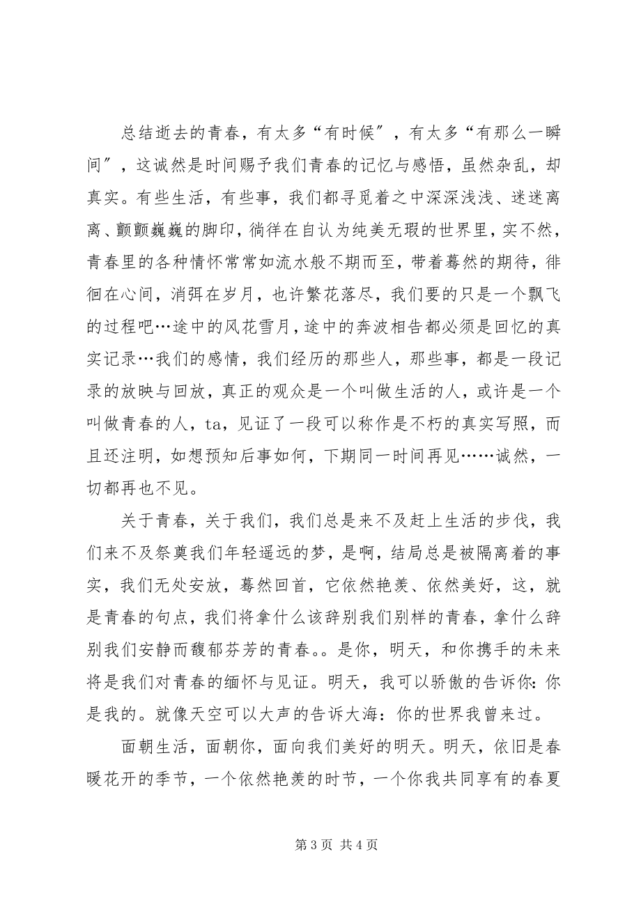 2023年纪念我们无处安放的青春抒情散文.docx_第3页