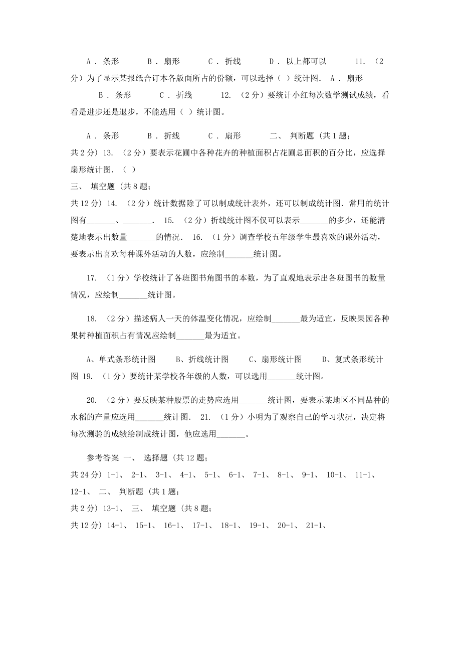 2023年青岛版学年六年级上册专项复习七统计图选择B卷.docx_第2页