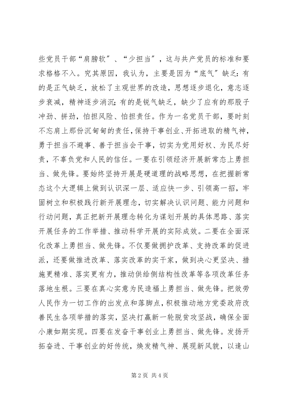 2023年两学一做心得体会增强“四个意识”勇于担当争做“四讲四有”合格党员.docx_第2页