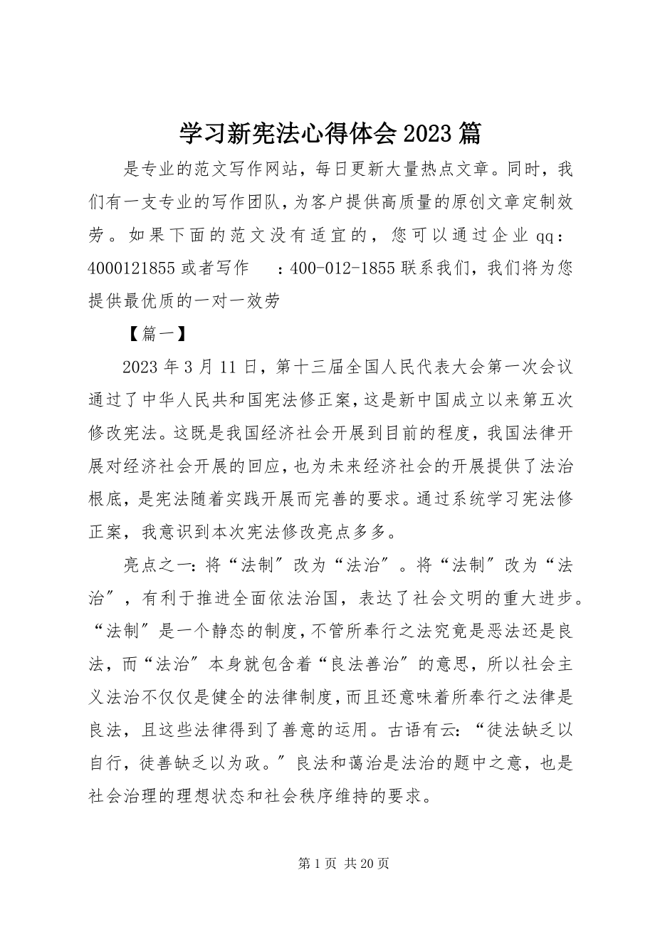 2023年学习新宪法心得体会10篇.docx_第1页