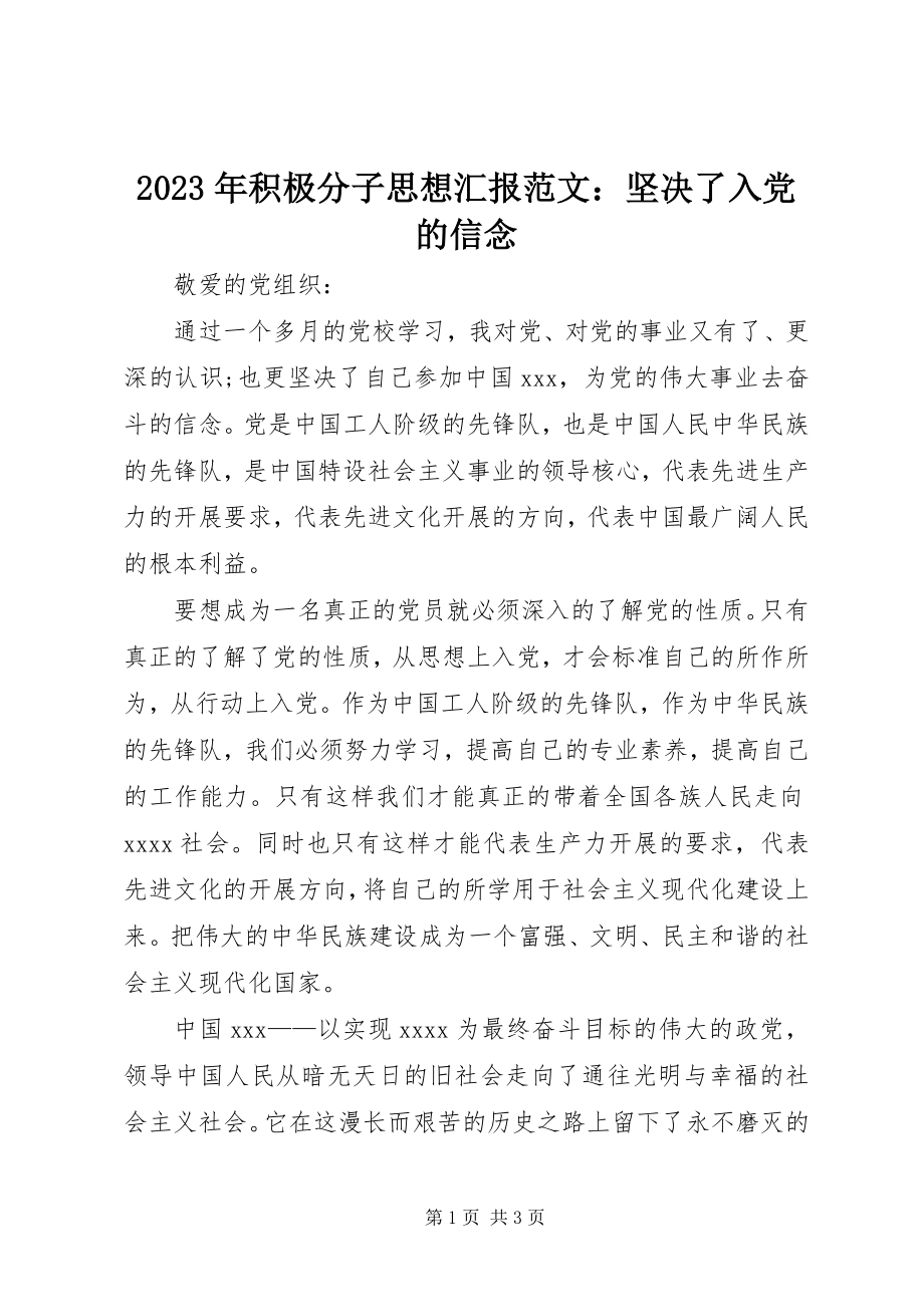 2023年积极分子思想汇报坚定了入党的信念.docx_第1页