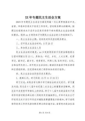 2023年专题民主生活会方案.docx