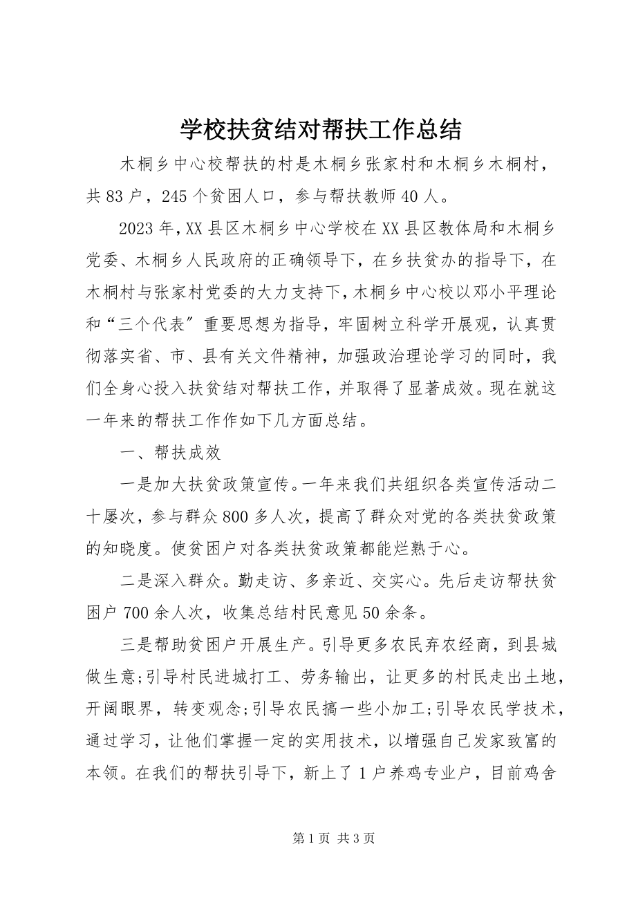 2023年学校扶贫结对帮扶工作总结.docx_第1页