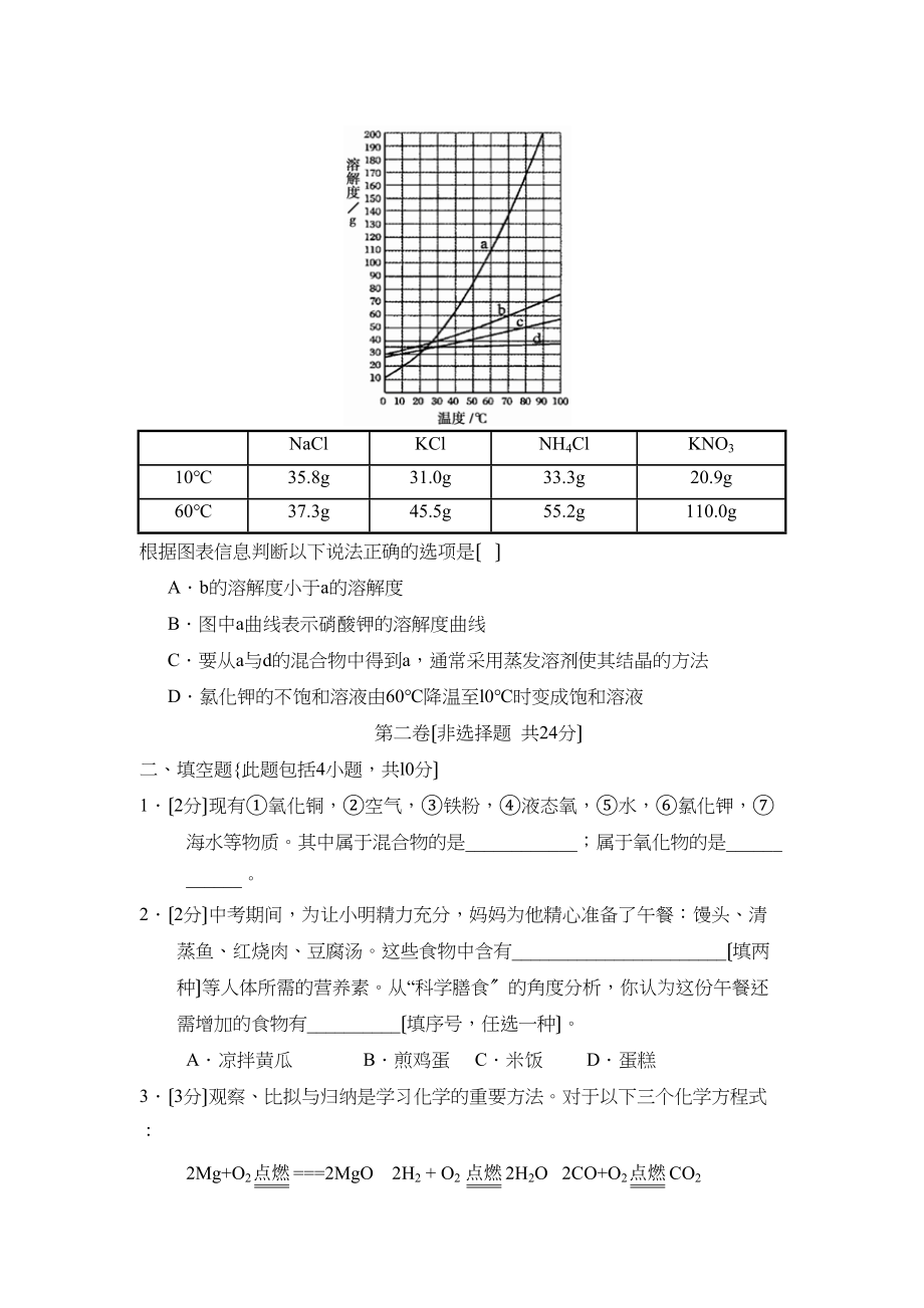 2023年聊城市普通高中招生统一考试初中化学.docx_第3页