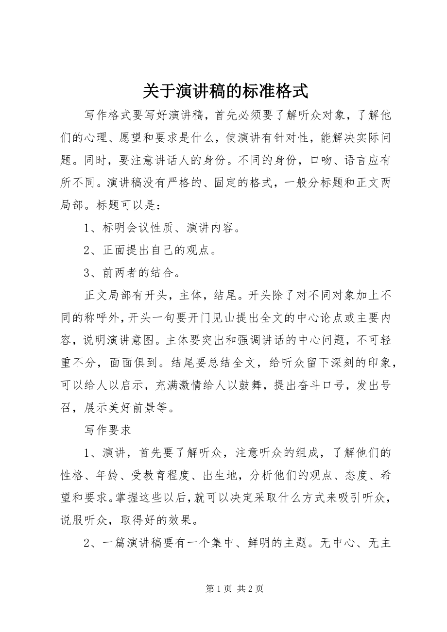 2023年演讲稿的标准格式.docx_第1页