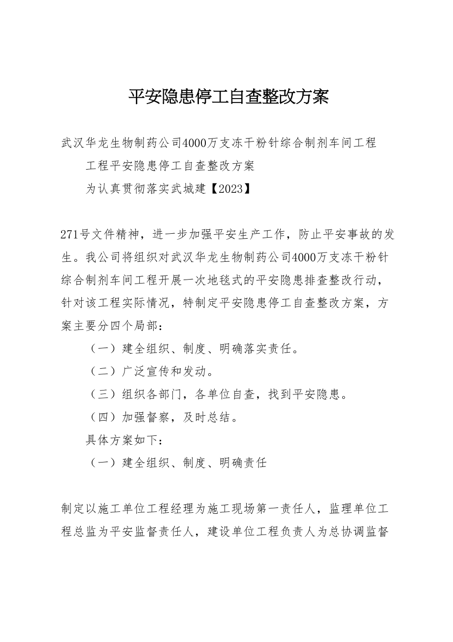 2023年安全隐患停工自查整改方案 4.doc_第1页