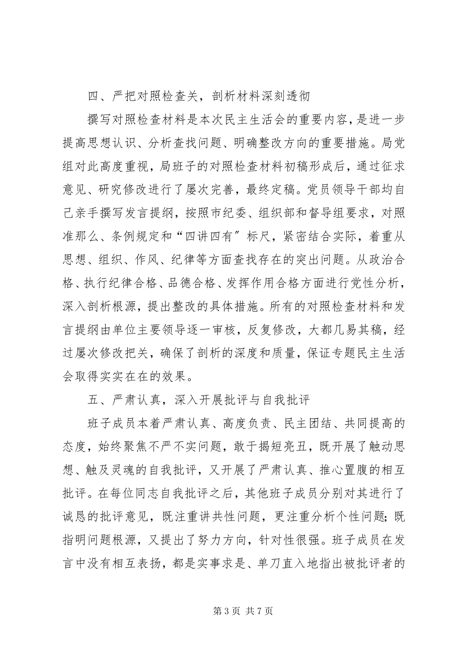 2023年环境保护局党组度党员领导干部民主生活会情况报告.docx_第3页