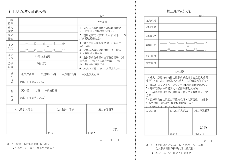 2023年施工现场动火证申请书.docx_第1页