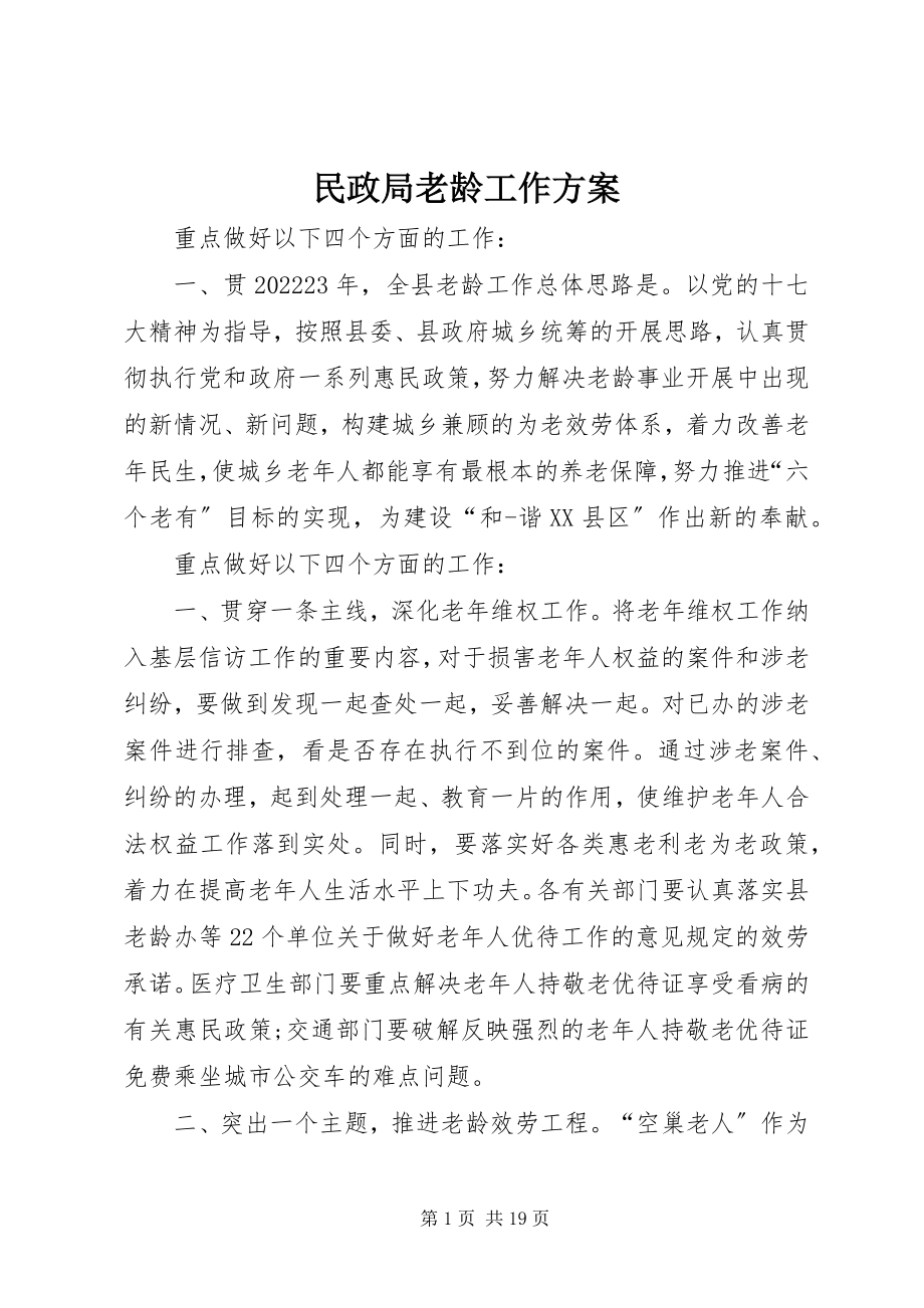 2023年民政局老龄工作计划.docx_第1页