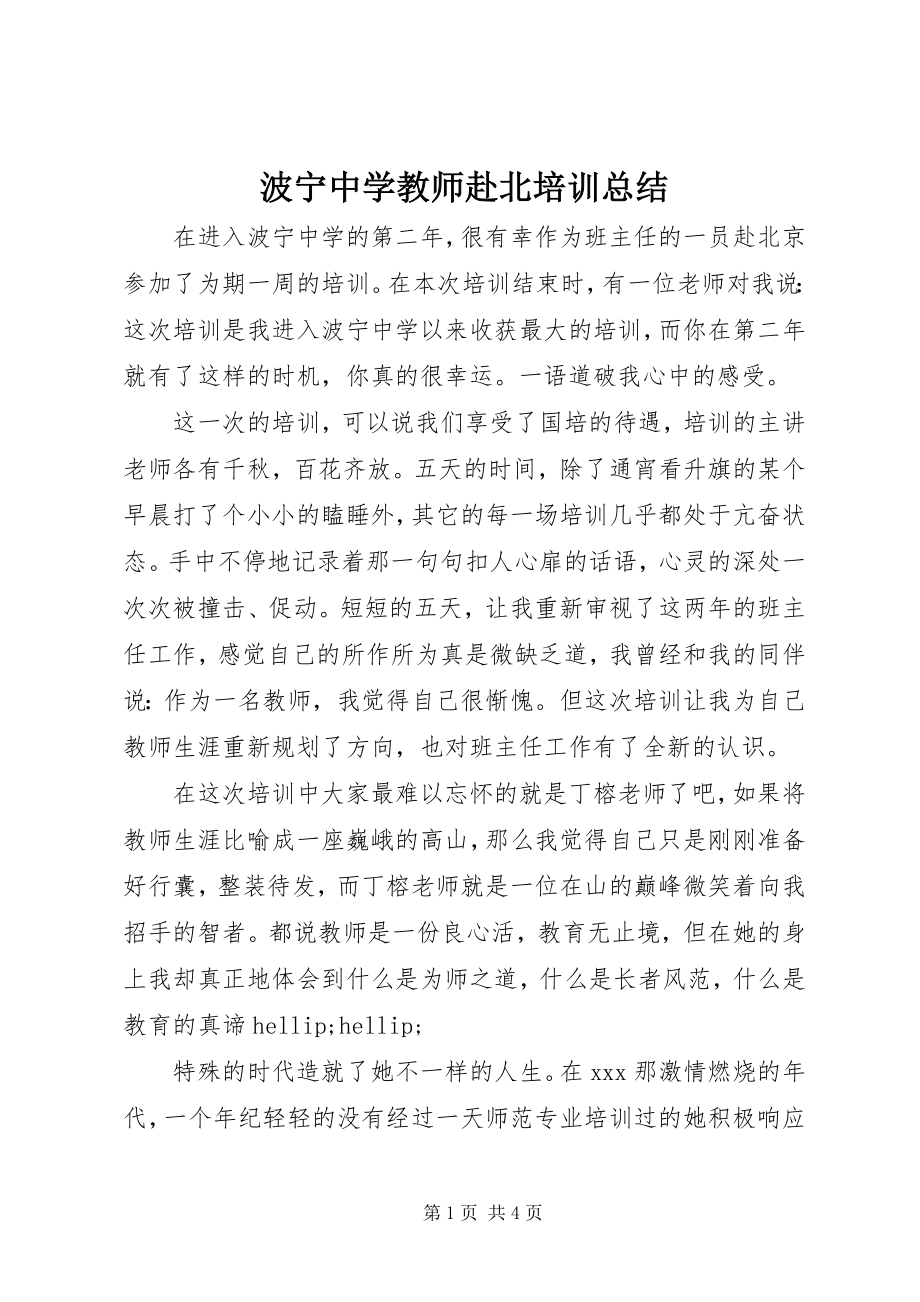 2023年波宁中学教师赴北培训总结新编.docx_第1页