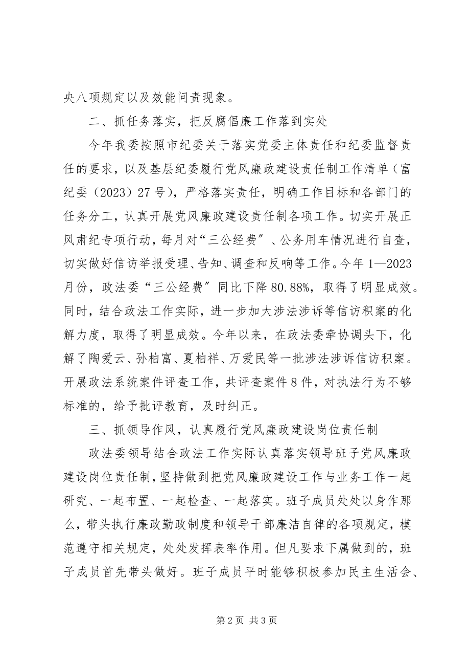 2023年市政法委纪检监察工作情况汇报材料.docx_第2页