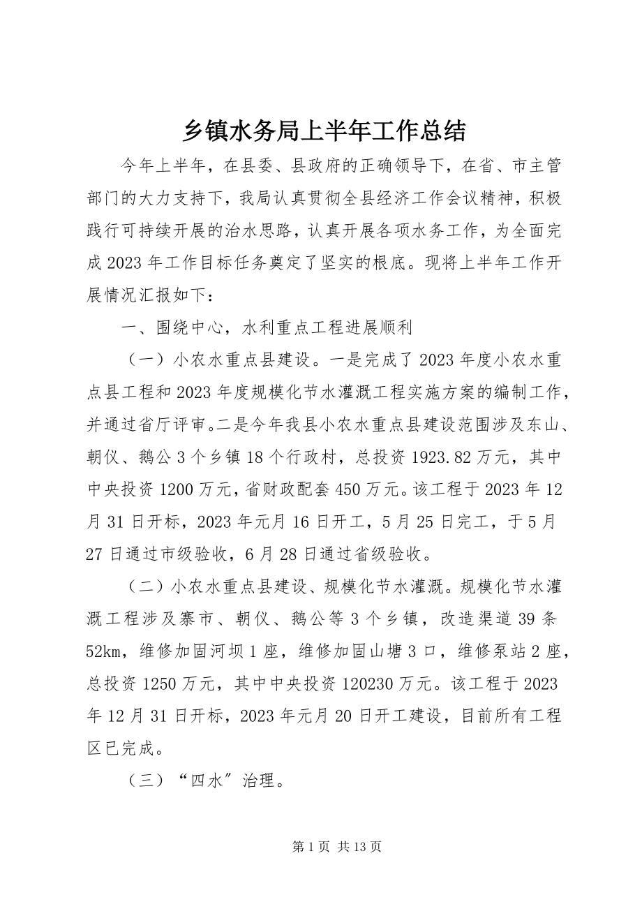 2023年乡镇水务局上半年工作总结.docx_第1页