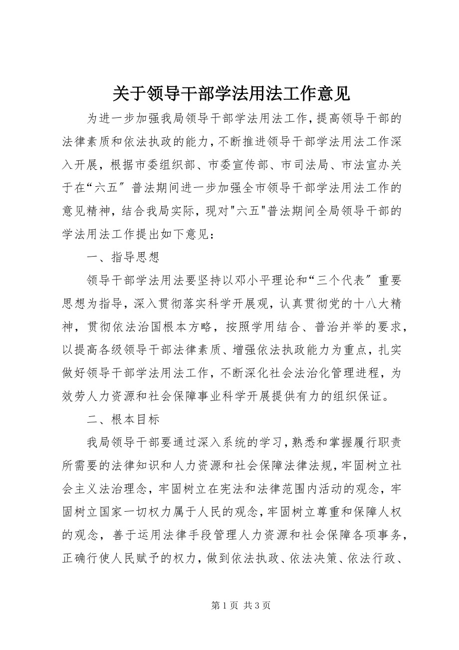 2023年领导干部学法用法工作意见.docx_第1页