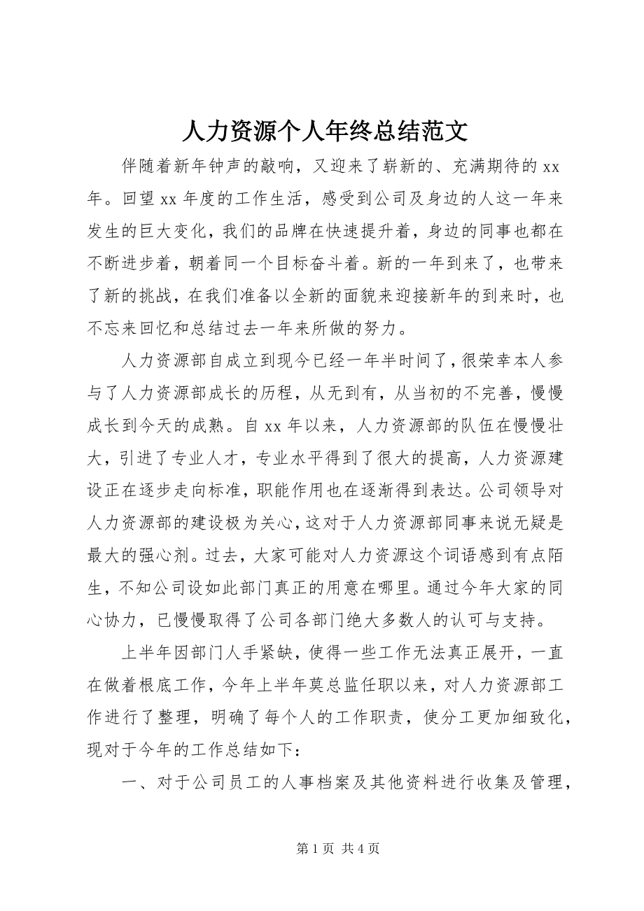 2023年人力资源个人年终总结.docx_第1页