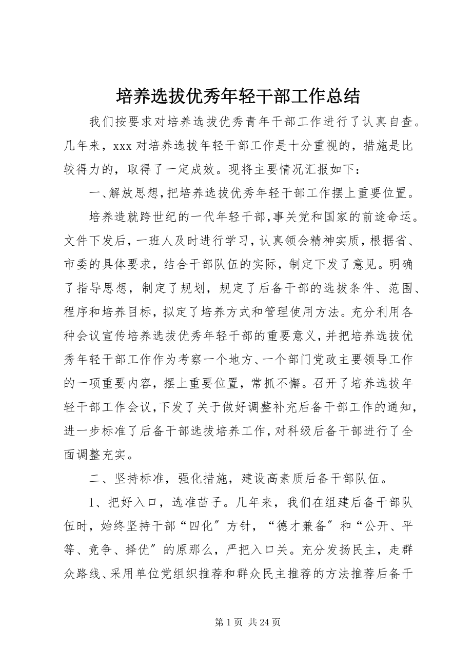 2023年培养选拔优秀年轻干部工作总结.docx_第1页