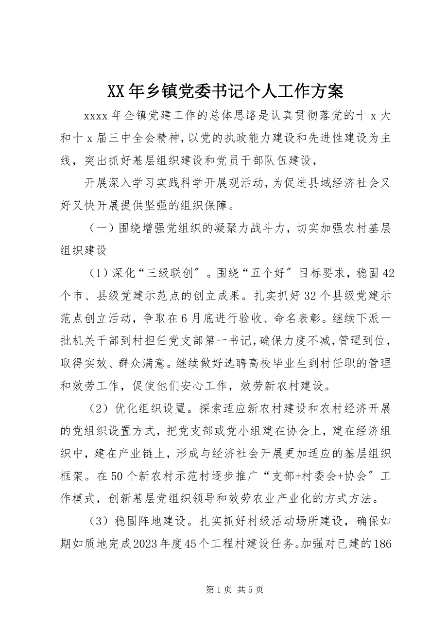 2023年乡镇党委书记个人工作计划.docx_第1页