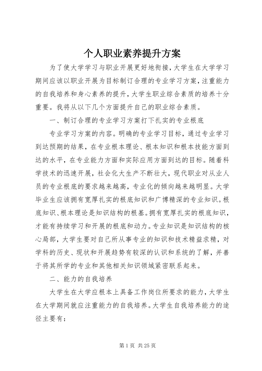 2023年个人职业素养提升计划.docx_第1页