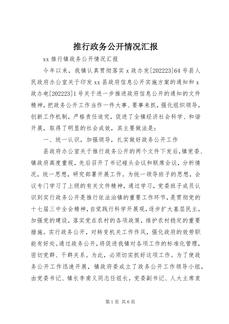 2023年推行政务公开情况汇报.docx_第1页