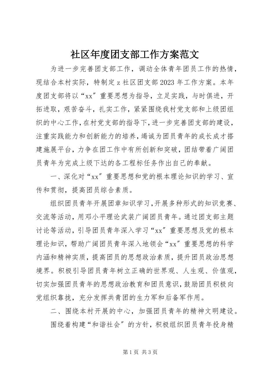 2023年社区年度团支部工作计划.docx_第1页