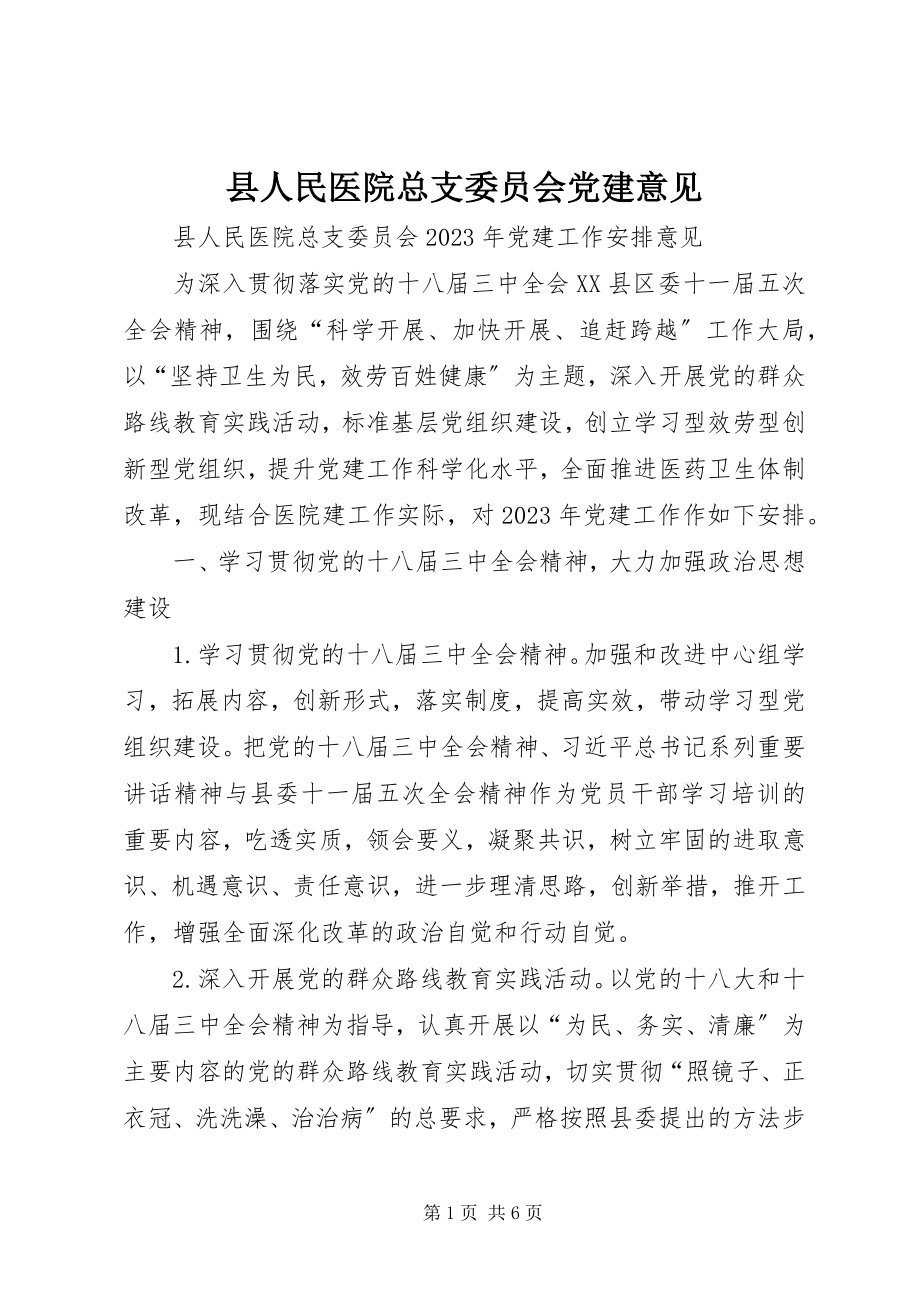 2023年县人民医院总支委员会党建意见.docx_第1页