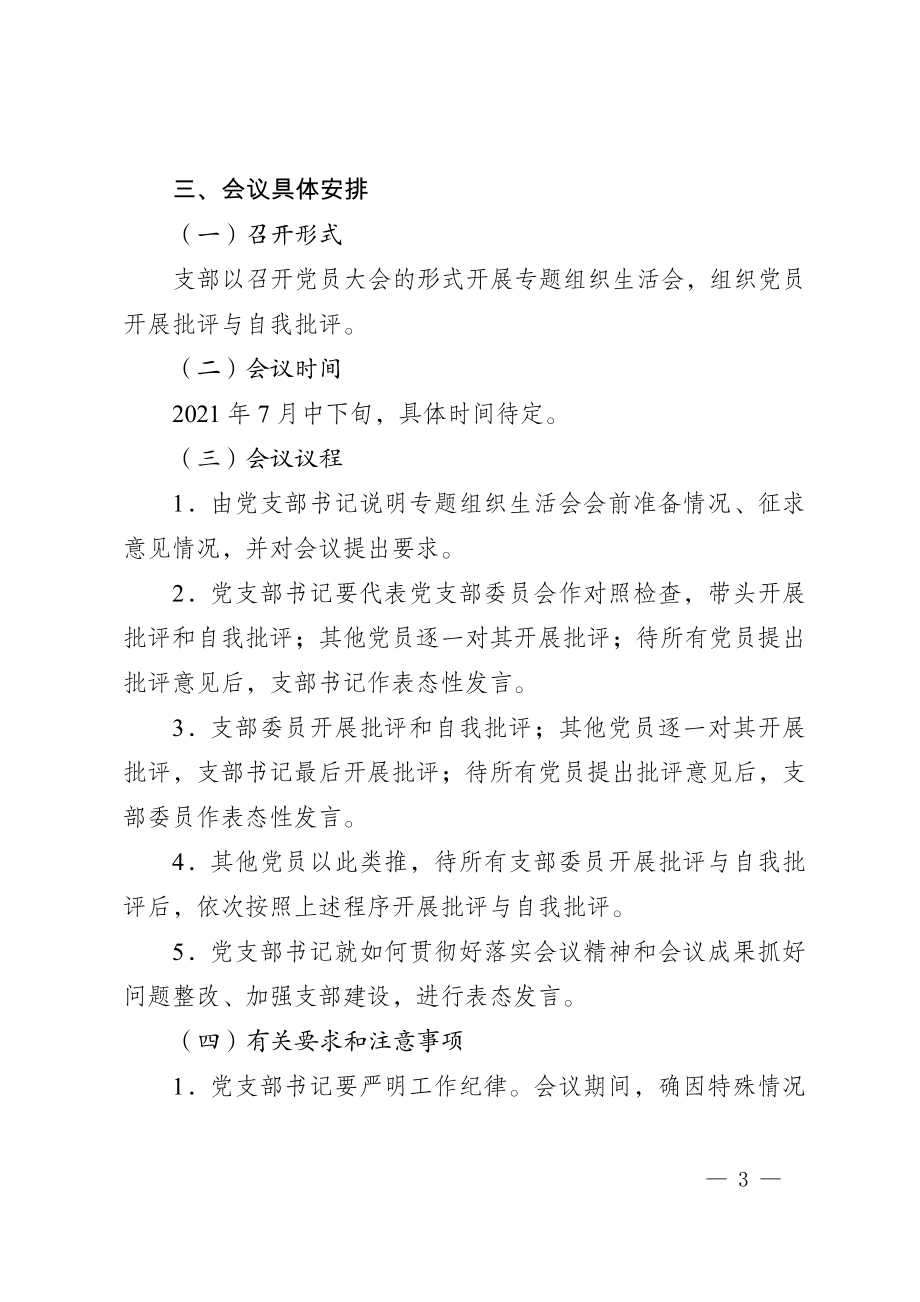 党支部党史学习教育专题组织生活会实施方案（投稿）.docx_第3页