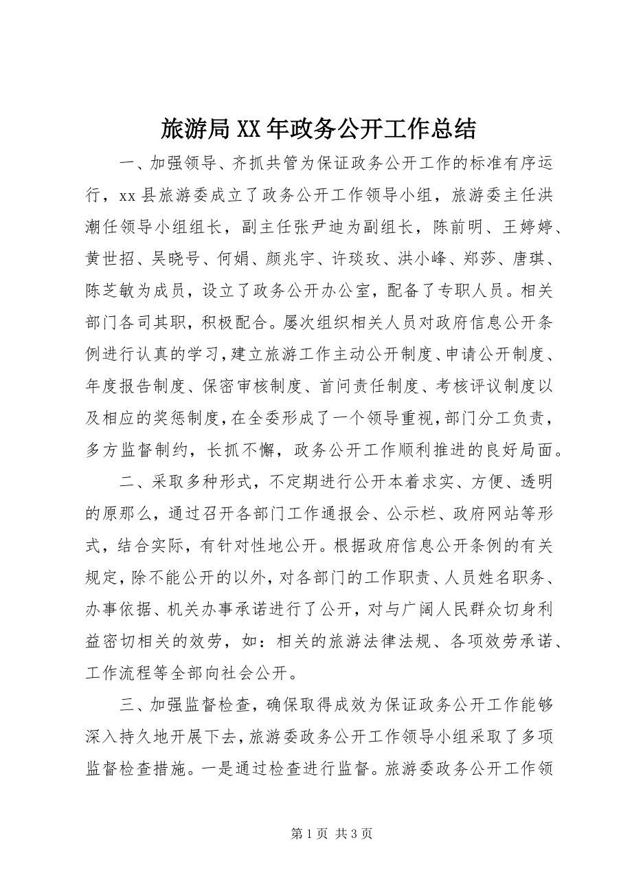 2023年旅游局政务公开工作总结.docx_第1页