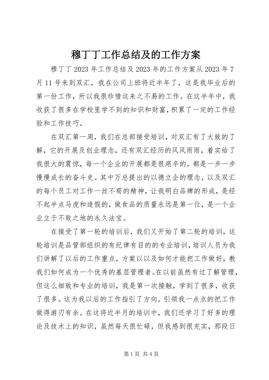 2023年穆丁丁工作总结及的工作计划.docx_第1页