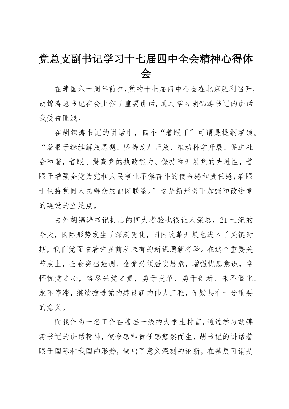 2023年党总支副书记学习十七届四中全会精神心得体会.docx_第1页