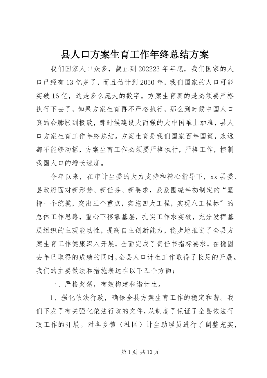 2023年县人口计划生育工作年终总结计划.docx_第1页