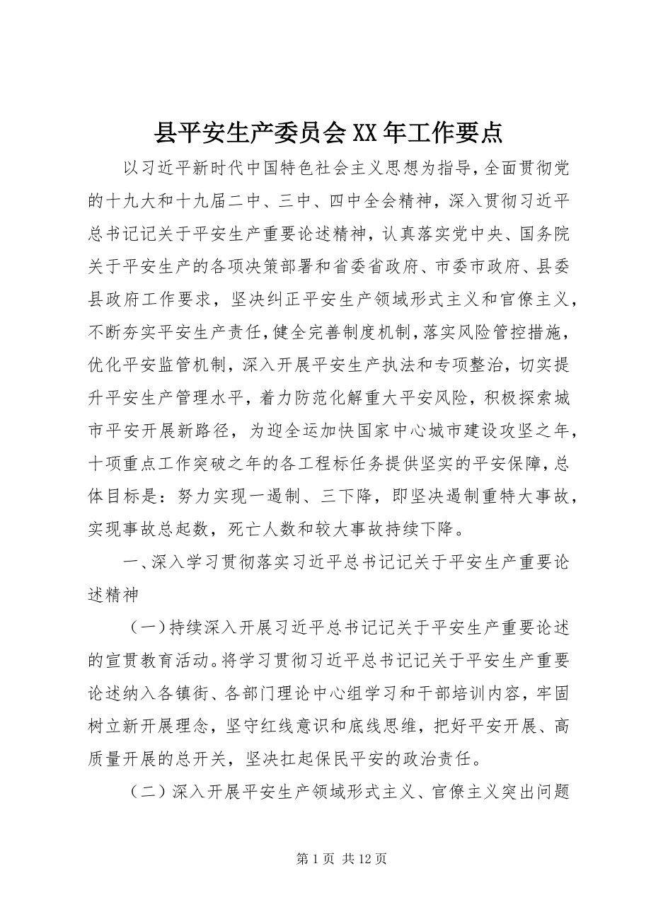 2023年县安全生产委员会工作要点.docx_第1页