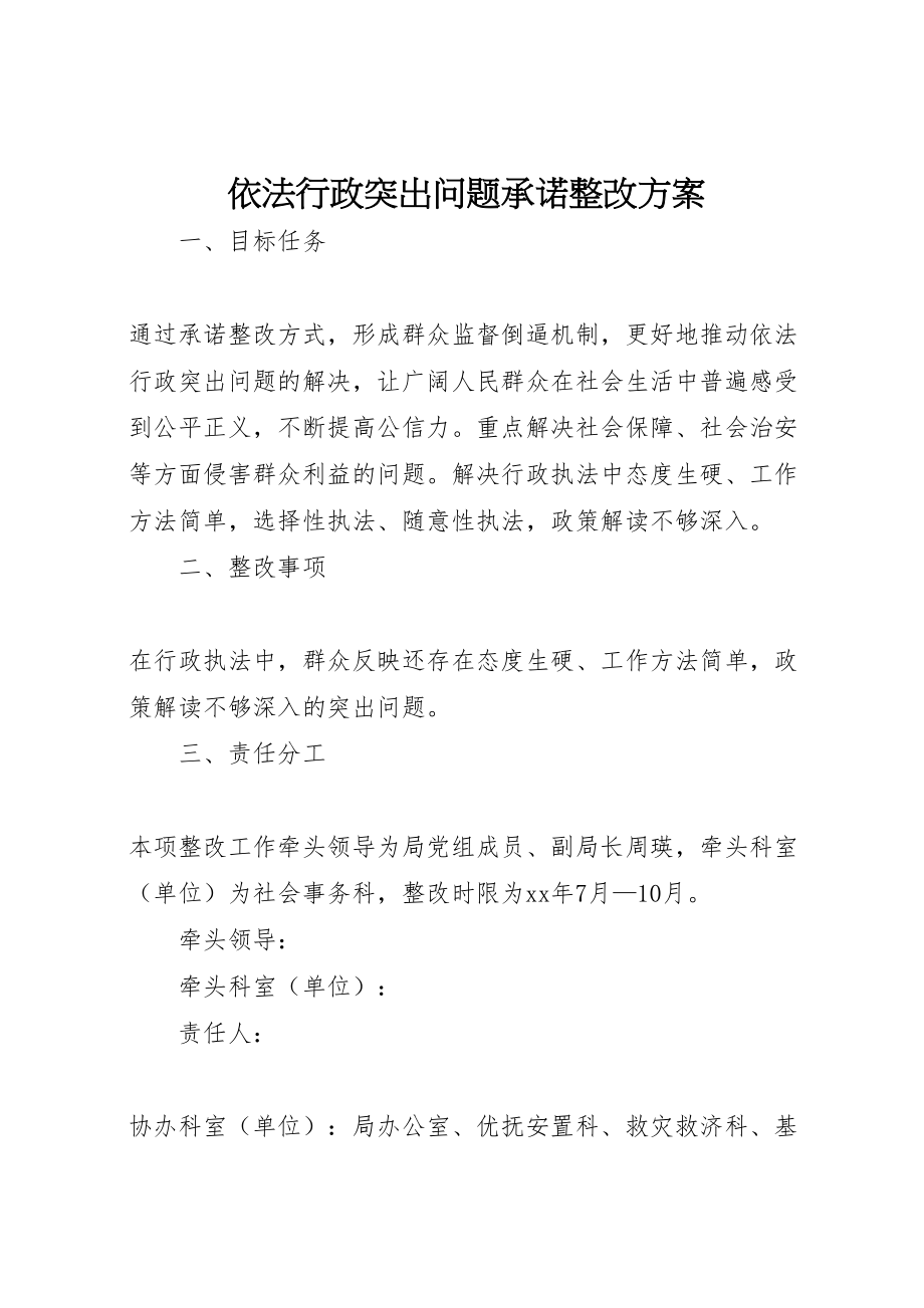 2023年依法行政突出问题承诺整改方案.doc_第1页