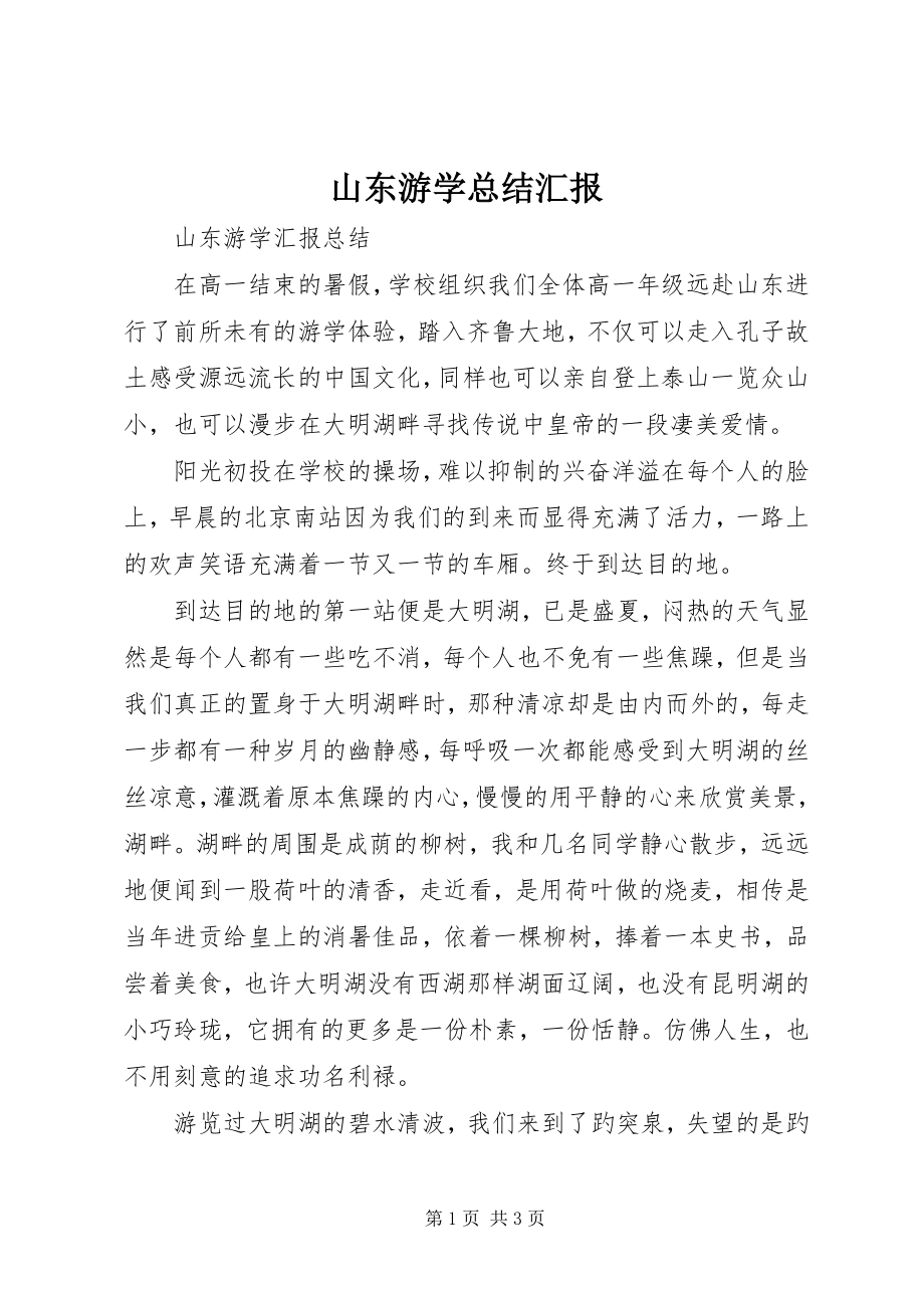 2023年山东游学总结汇报.docx_第1页