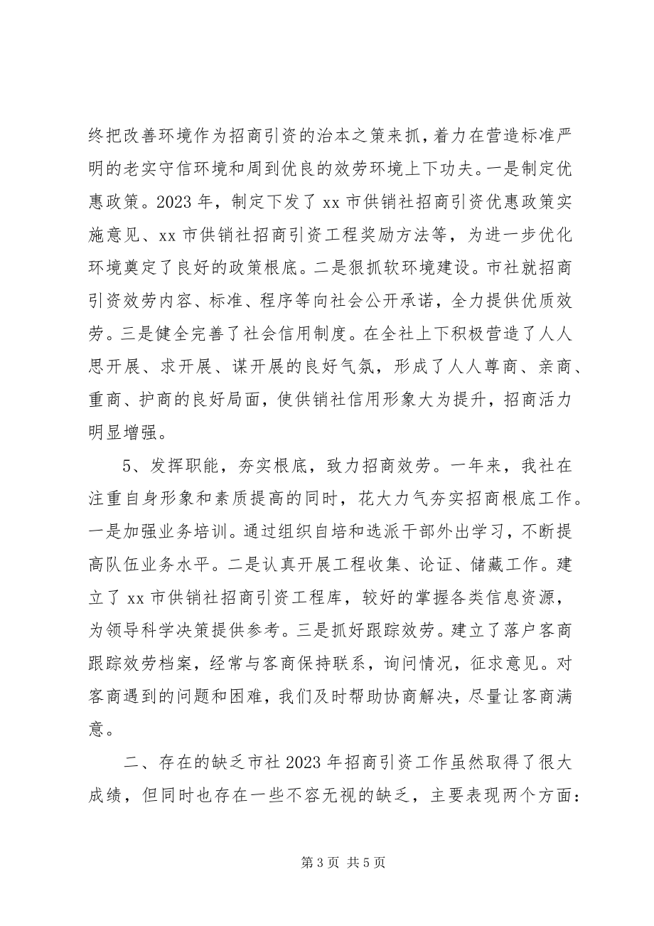 2023年供销社招商引资工作汇报.docx_第3页